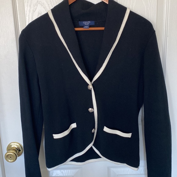 *New* “Chaps”  black/white sweater; size P/S - Picture 2 of 7